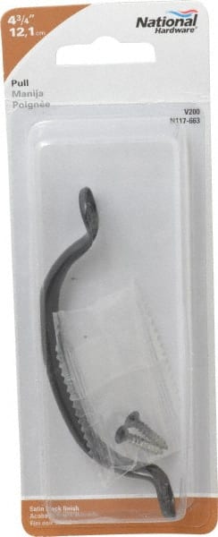 National Mfg. - 4.777" Long x 0.7" Wide x 1.005" High, Utility Pull - Black Coated, Steel, 4.153" Center to Center - Exact Tooling