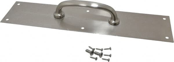 National Mfg. - 15" Long x 3-1/2" Wide, Aluminum Door Pull Plate - Aluminum Finish, 6" Grip Length - Exact Tooling