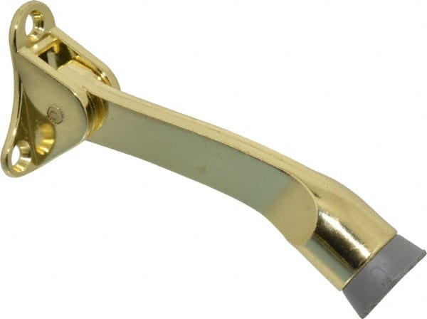 National Mfg. - 4" Projection Kickdown Door Stop - Door Mount, Brass Finish - Exact Tooling