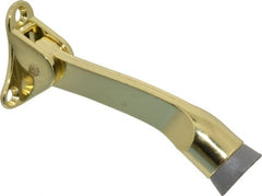 National Mfg. - 4" Projection Kickdown Door Stop - Door Mount, Brass Finish - Exact Tooling