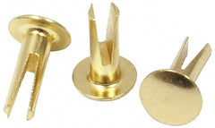 RivetKing - 0.1 to 0.17" Hole Diam, Dome Head, Nickel Plated Steel, Split Rivet - 5/16 Head Diam, 7/16" Length Under Head, 9/64 Body Diam - Exact Tooling