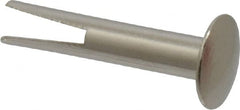 RivetKing - 0.1 to 0.17" Hole Diam, Dome Head, Nickel Plated Steel, Split Rivet - 5/16 Head Diam, 3/4" Length Under Head, 9/64 Body Diam - Exact Tooling