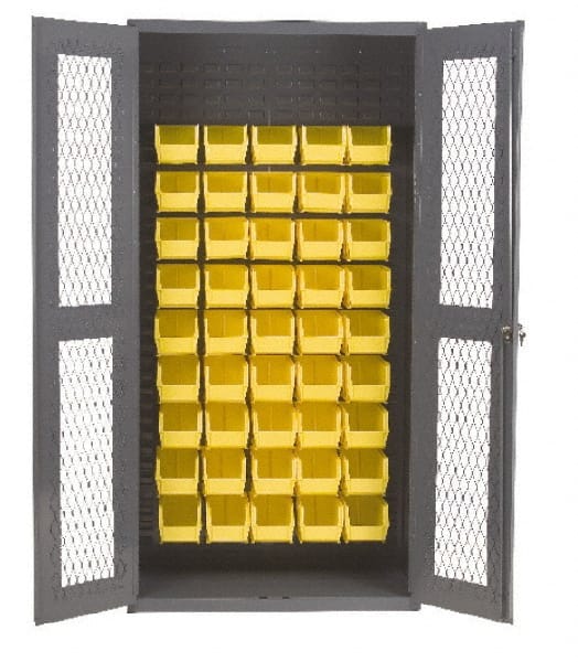 Durham - 45 Bin Visible Storage Cabinet - Steel, 36" Wide x 18" Deep x 72" High, Gray - Exact Tooling