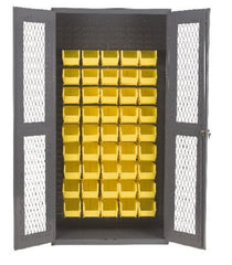 Durham - 45 Bin Visible Storage Cabinet - Steel, 36" Wide x 18" Deep x 72" High, Gray - Exact Tooling