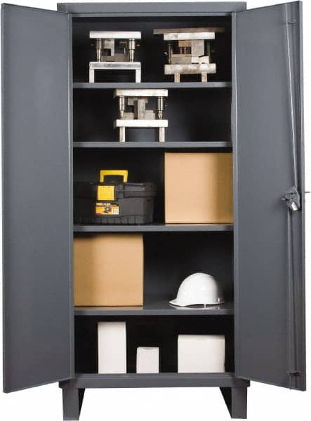 Durham - 4 Shelf Locking Storage Cabinet - Steel, 36" Wide x 24" Deep x 78" High, Gray - Exact Tooling