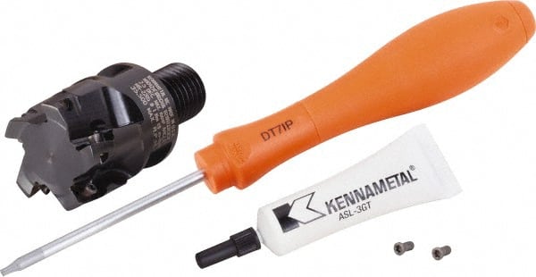 Kennametal - 1-1/4" Cut Diam, 1-1/2" OAL, Indexable Square Shoulder End Mill - M16 Modular Connection, 0° Lead Angle - Exact Tooling