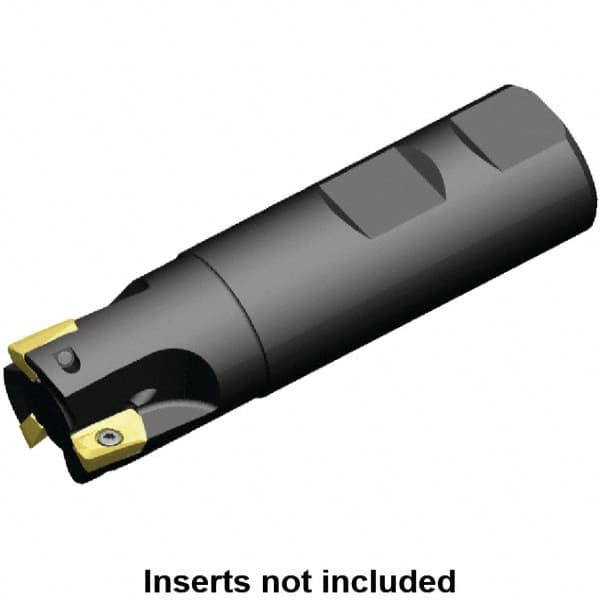 Kennametal - 1" Cut Diam, 10.03mm Max Depth of Cut, 3/4" Shank Diam, 83.31mm OAL, Indexable Square Shoulder Helical End Mill - EDCT 10T3.. Inserts, Weldon Shank, 0° Lead Angle, Through Coolant, Series Mill 1-10 - Exact Tooling