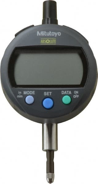 Mitutoyo - 0 to 12.7mm Range, 0.00005" Graduation, Electronic Drop Indicator - Flat Back, Accurate to 0.0001", English & Metric System, LCD Display - Exact Tooling