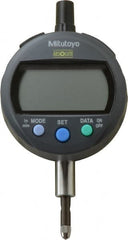 Mitutoyo - 0 to 12.7mm Range, 0.00005" Graduation, Electronic Drop Indicator - Flat Back, Accurate to 0.0001", English & Metric System, LCD Display - Exact Tooling