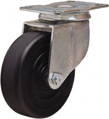 Hamilton - 4" Diam x 1-1/4" Wide x 5" OAH Top Plate Mount Swivel Caster - Hard Rubber, 165 Lb Capacity, Self-Lubricating Bearing, 2-1/2 x 3-3/4" Plate - Exact Tooling