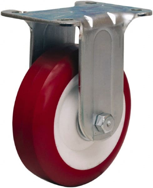 Hamilton - 4" Diam x 1-3/8" Wide x 5" OAH Top Plate Mount Rigid Caster - Polyurethane Mold on Polypropylene, 325 Lb Capacity, Sealed Precision Ball Bearing, 2-3/4 x 3-3/4" Plate - Exact Tooling