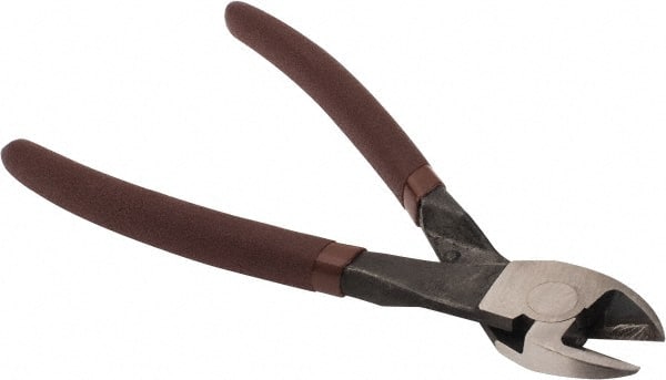 Paramount - 8" OAL, Diagonal Cutter - 13/16" Jaw Length x 1-3/16" Jaw Width, Round/Angled Head, Plastic Dipped Handle - Exact Tooling