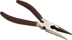 Paramount - 8" OAL, 2-23/64" Jaw Length x 7/8" Jaw Width, Long Nose Side Cutting Pliers - Serrated Jaw, Standard Head, Plastic Dipped Handles - Exact Tooling