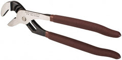 Paramount - 12" OAL, 2-1/4" Max Capacity, 2-1/4" Jaw Length, 7 Position Gooseneck Tongue & Groove Pliers - Serrated Straight Jaws, Standard Head, Plastic Dipped Handles - Exact Tooling