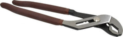 Paramount - 12" OAL, 2-1/4" Max Capacity, 2-1/4" Jaw Length, 7 Position Curved Jaw Tongue & Groove Pliers - Serrated V-Jaws, Curved Head, Plastic Dipped Handles - Exact Tooling