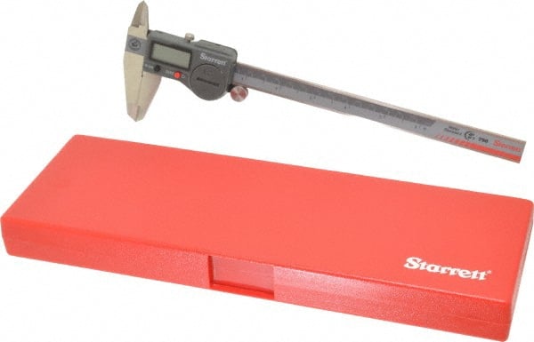 Starrett - 0 to 200mm Range, 0.01mm Resolution, IP67 Electronic Caliper - Stainless Steel with 1-7/8" Stainless Steel Jaws, 0.02mm Accuracy, Serial Output - Exact Tooling