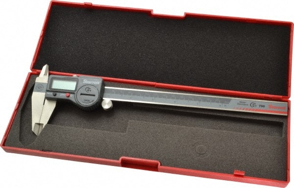 Starrett - 0 to 200mm Range, 0.01mm Resolution, IP67 Electronic Caliper - Stainless Steel with 1-7/8" Stainless Steel Jaws, 0.0015" Accuracy, Serial Output - Exact Tooling
