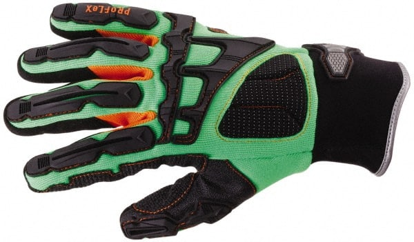 Ergodyne - Size M (8) Molded TPR Armor Anti-Vibration/Impact Protection Work Gloves - For General Purpose, Uncoated, Slip-On Cuff, Full Fingered, Orange, Paired - Exact Tooling