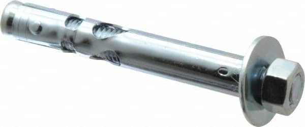 Powers Fasteners - 5/8" Diam, 5/8" Drill, 4-1/4" OAL, Sleeve Concrete Anchor - 1018 Steel, Hex Nut Head, Hex Drive - Exact Tooling