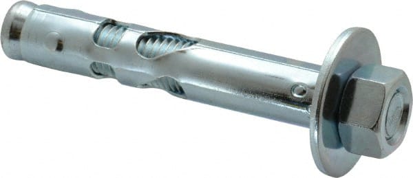 Powers Fasteners - 3/4" Diam, 3/4" Drill, 4-1/4" OAL, Sleeve Concrete Anchor - 1018 Steel, Hex Nut Head, Hex Drive - Exact Tooling