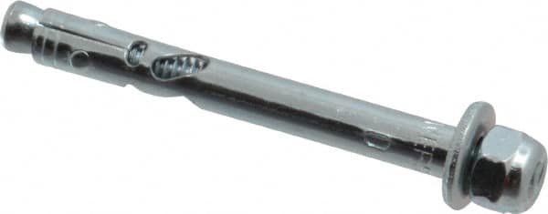Powers Fasteners - 1/4" Diam, 1/4" Drill, 2-1/4" OAL, Sleeve Concrete Anchor - 1018 Steel, Acorn Nut Head, Hex Drive - Exact Tooling