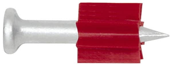 Powers Fasteners - 0.145" Shank Diam, 7/8" Washer Diam, Grade 1062 Steel Powder Actuated Drive Pin with Washer - 0.3" Head Diam, 2" Shank Length - Exact Tooling