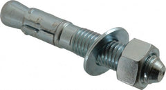 Powers Fasteners - 3/4" Diam, 3/4" Drill, 4-3/4" OAL, 1-7/8" Min Embedment Wedge Expansion Concrete Anchor - 1018 Steel, Zinc-Plated Finish, Hex Nut Head, Hex Drive, 2-1/4" Thread Length - Exact Tooling