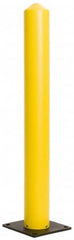 Eagle - 5" Diam x 42" High, Yellow High Density Polyethylene Bollard - 10" Wide x 10" Long Mounting Plate, 5 Lb - Exact Tooling