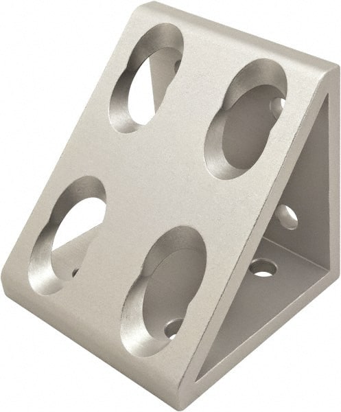 80/20 Inc. - 80mm Wide, Open Shelving 8 Hole Inside Corner Gusset - Aluminum, Clear Anodized Finish, 76mm Long, Use with 40 Series & Bolt Kit 75-3422 - Exact Tooling