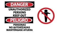 NMC - "Danger - Unauthorized Persons - Keep Out", 10" Long x 18" Wide, Rigid Plastic Safety Sign - Rectangle, 0.05" Thick, Use for Accident Prevention - Exact Tooling
