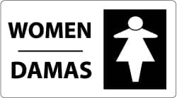 NMC - "Women", 10" Long x 18" Wide, Rigid Plastic Safety Sign - Rectangle, 0.05" Thick, Use for Restroom, Janitorial & Housekeeping - Exact Tooling