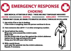 NMC - "Emergency Response - Choking", 10" Long x 14" Wide, Rigid Plastic Safety Sign - Rectangle, 0.05" Thick, Use for First Aid - Exact Tooling