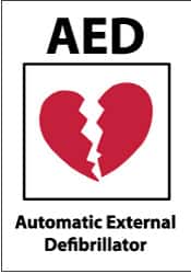NMC - "AED - Automatic External Defibrillator", 10" Long x 14" Wide, Rigid Plastic Safety Sign - Rectangle, 0.05" Thick, Use for First Aid - Exact Tooling