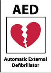NMC - "AED - Automatic External Defibrillator", 10" Long x 14" Wide, Rigid Plastic Safety Sign - Rectangle, 0.05" Thick, Use for First Aid - Exact Tooling