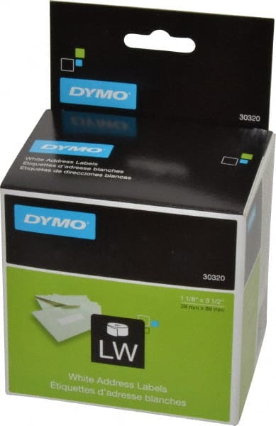 Dymo - 3-1/2" Long, White Die Cut Paper with Semi Perm. Adhesive Shipping Label - For DYMO LabelWriter Printers - Exact Tooling
