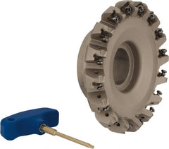 Iscar - 5" Cut Diam, 1-1/2" Arbor Hole, 0.138" Max Depth of Cut, 45° Indexable Chamfer & Angle Face Mill - 16 Inserts, ONHU 0505\xB6OXMT 0507\xB6S845 SN.U 1305 Insert, Right Hand Cut, 16 Flutes, Series Helido - Exact Tooling