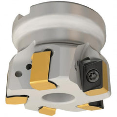 Iscar - 9 Inserts, 4" Cut Diam, 1-1/2" Arbor Diam, 0.472" Max Depth of Cut, Indexable Square-Shoulder Face Mill - 0/90° Lead Angle, 2" High, H490 AN.X 12 Insert Compatibility, Through Coolant, Series Helido - Exact Tooling