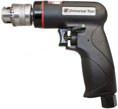 Universal Tool - 1/4" Reversible Keyed Chuck - Pistol Grip Handle, 2,600 RPM, 3.5 CFM, 0.3 hp, 90 psi - Exact Tooling