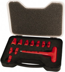 Wiha - 11 Piece 1/4" Drive Socket Set - 6 Points, 5mm to 14mm Range, Metric Measurement Standard - Exact Tooling