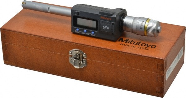 Mitutoyo - 0.5" to 0.65", IP65, TiN Finish, Electronic Inside Micrometer - 0.00005" Resolution, 0.0001" Accuracy - Exact Tooling