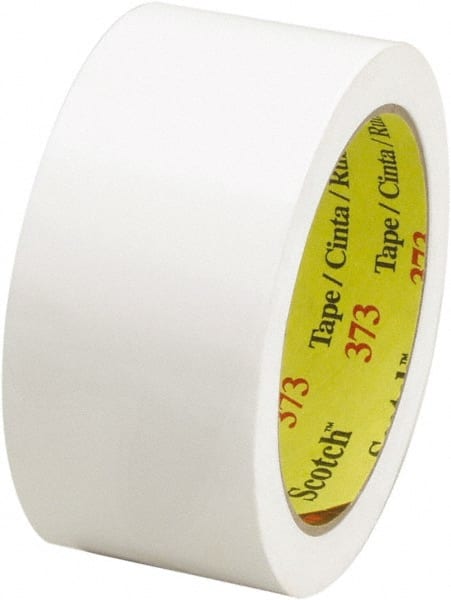 3M - 2" x 55 Yd White Rubber Adhesive Sealing Tape - Polypropylene Film Backing, 2.5 mil Thick, 60 Lb Tensile Strength, Series 373 - Exact Tooling