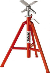 Ridgid - 1" to 12" Pipe Capacity, Portable Folding V-Head Stand - 28" to 52" High, 2,500 Lb Capacity - Exact Tooling
