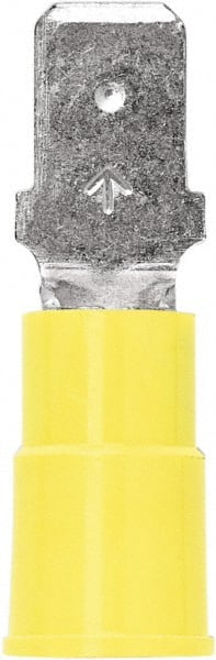 3M - 12 to 10 AWG, Vinyl, Partially Insulated, Male Wire Disconnect - 1/4 Inch Wide Tab, Yellow, RoHS 2011/65/EU Compliant - Exact Tooling