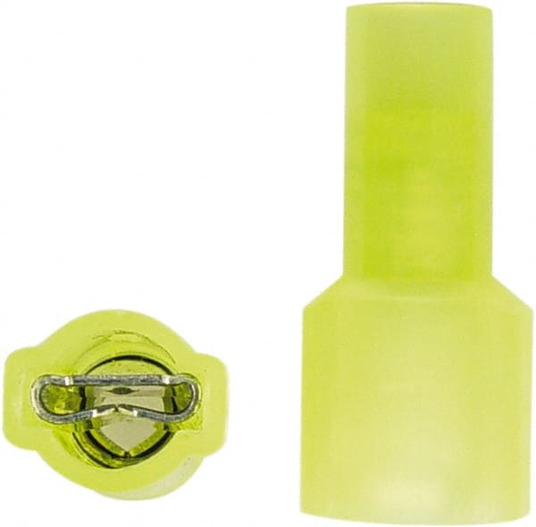 3M - 12 to 10 AWG, Vinyl, Partially Insulated, Female Wire Disconnect - 1/4 Inch Wide Tab, Yellow, RoHS 2011/65/EU Compliant - Exact Tooling