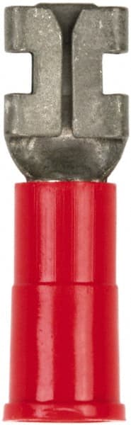 3M - 22 to 18 AWG, Vinyl, Partially Insulated, Female Wire Disconnect - 1/4 Inch Wide Tab, Red, RoHS 2011/65/EU Compliant - Exact Tooling
