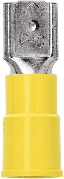 3M - 12 to 10 AWG, Vinyl, Partially Insulated, Female Wire Disconnect - 1/4 Inch Wide Tab, Yellow, RoHS 2011/65/EU Compliant - Exact Tooling