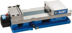 Kurt - 6" Jaw Width, 9" Jaw Opening Capacity, Horizontal Stationary Machine Vise - Hydraulic Operation, 1 Station, 20.568" Long x 4.86" High x 1-47/64" Deep, 1.735" Jaw Height, 12,600 Lb Max Clamp Force, Ductile Iron - Exact Tooling