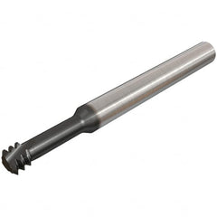 Iscar - #6-32 UNC, 0.1" Cutting Diam, 3 Flute, Solid Carbide Helical Flute Thread Mill - Internal Thread, 0.28" LOC, 2-1/2" OAL, 1/4" Shank Diam - Exact Tooling