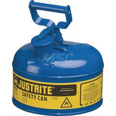 Justrite - Safety Dispensing Cans; Capacity: 1 Gal. ; Material: Steel ; Color: Blue ; Height (Decimal Inch): 11.000000 ; Diameter/Length (mm): 9.50 ; Approval Listing/Regulations: FM Approved; UL; ULC; TUV - Exact Tooling