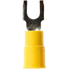 3M - #6 Stud, 12 to 10 AWG Compatible, Partially Insulated, Crimp Connection, Standard Fork Terminal - Exact Tooling